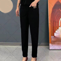 Light summer trousers made of cotton with stretch waistband – Linnea-Black-M-State of Style