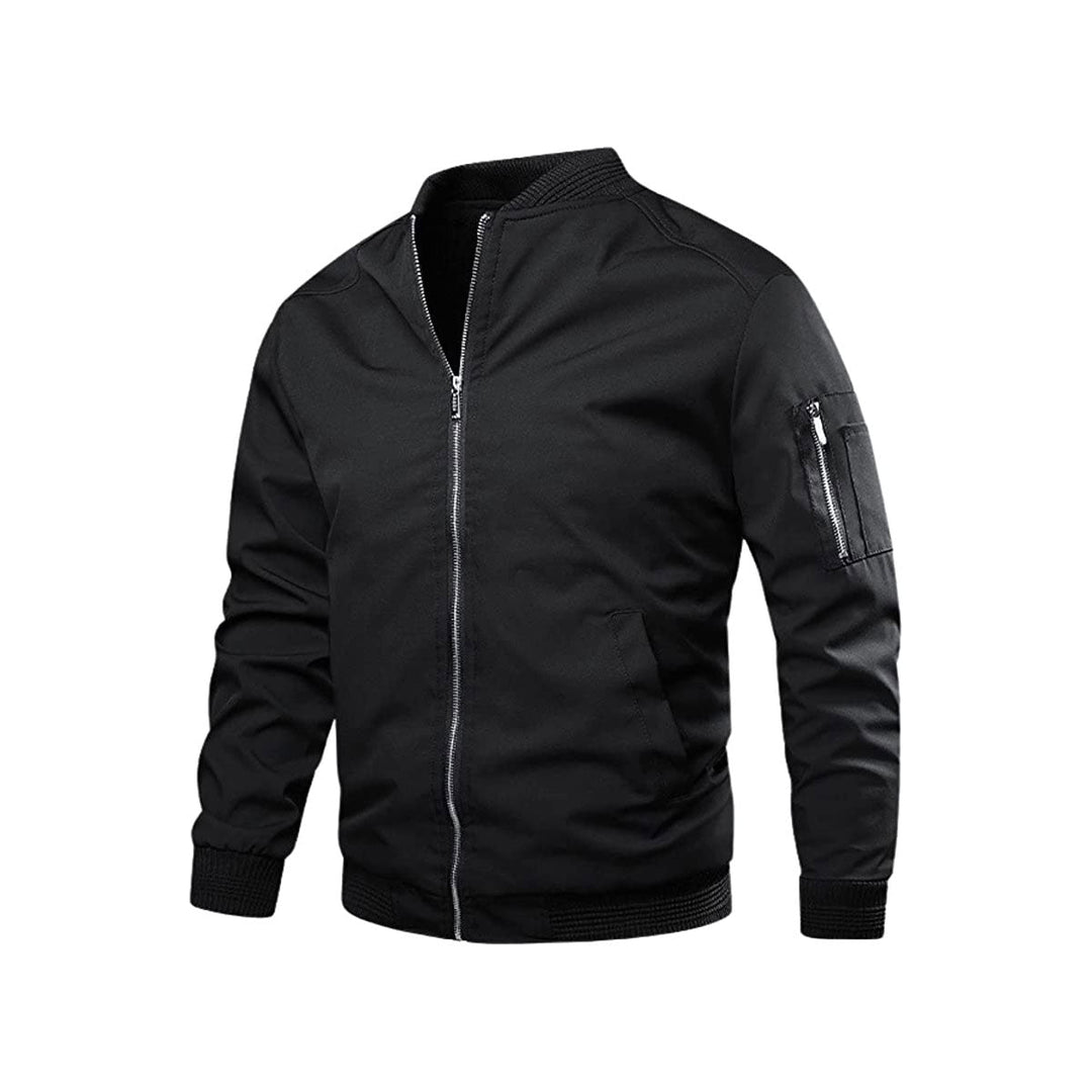 Light & trendy men's bomber jacket with zipper – Jaron-Black-M-State of Style