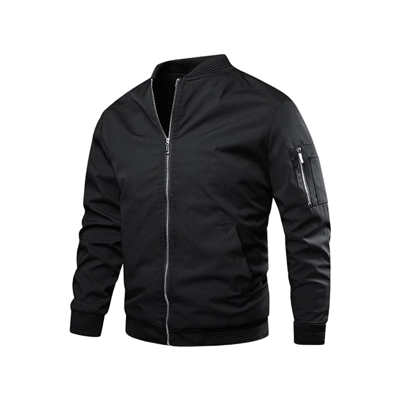 Light & trendy men's bomber jacket with zipper – Jaron-Black-M-State of Style