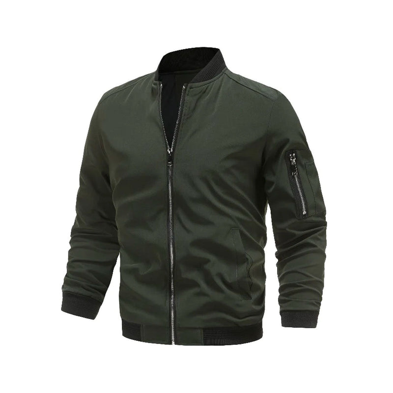 Light & trendy men's bomber jacket with zipper – Jaron-Green-M-State of Style