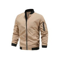 Light & trendy men's bomber jacket with zipper – Jaron-Khaki-M-State of Style