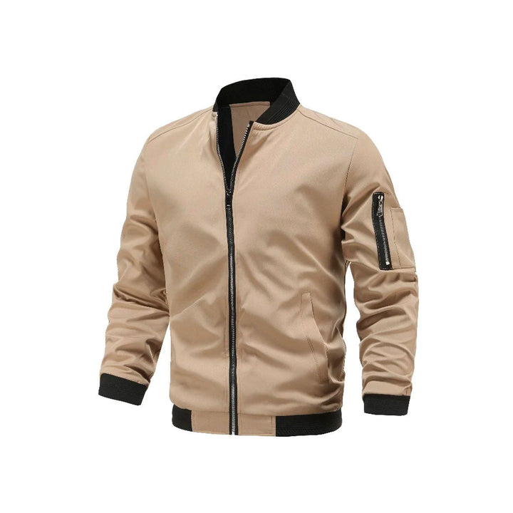 Light & trendy men's bomber jacket with zipper – Jaron-Khaki-M-State of Style