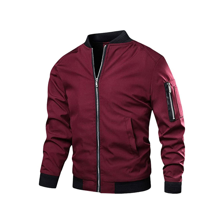 Light & trendy men's bomber jacket with zipper – Jaron-Red-M-State of Style