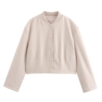 Light women's bomber jacket for summer – Casual chic with stand-up collar-Beige-S-State of Style