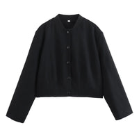 Light women's bomber jacket for summer – Casual chic with stand-up collar-Black-S-State of Style