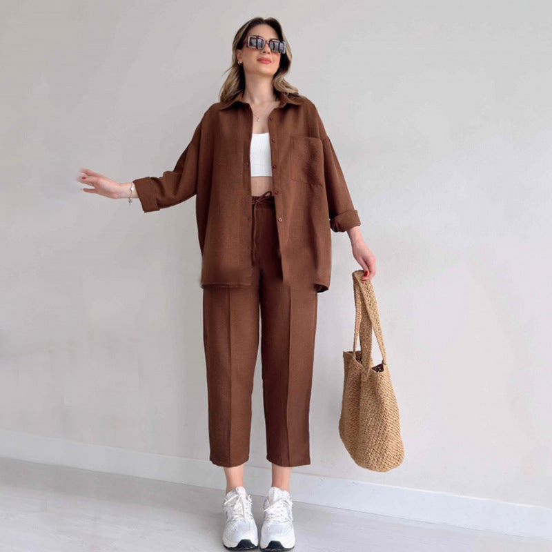 Light women's linen two-piece – Camille-Brown-S-State of Style