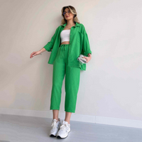 Light women's linen two-piece – Camille-Green-S-State of Style