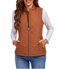 Lightly Padded Stylish Women's Bodywarmer - Lara-Khaki-S-State of Style