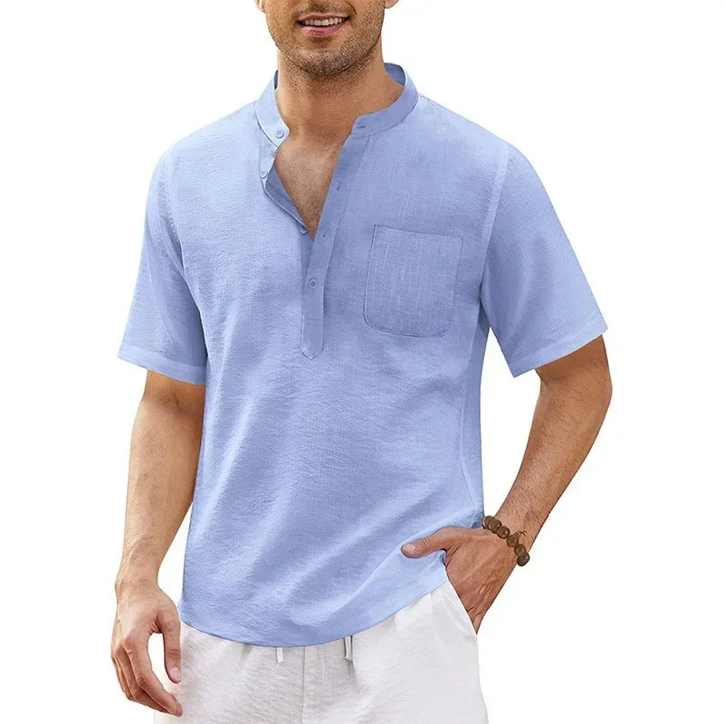 Lightweight Breathable Plus-Size Summer Shirt-Light Blue-2XL-State of Style