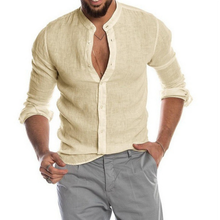 Lightweight Linen Shirt for Men - Arlo-Beige-S-State of Style