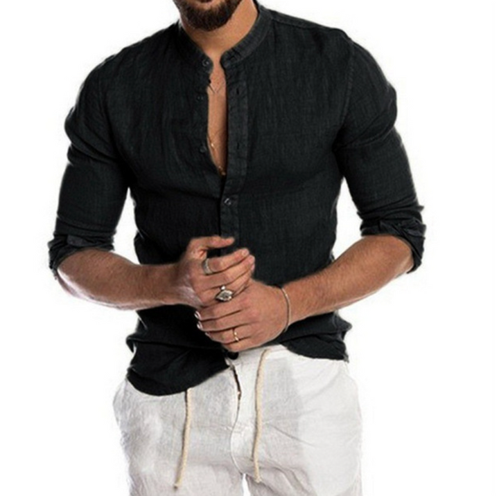 Lightweight Linen Shirt for Men - Arlo-Black-S-State of Style