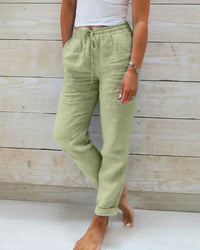 Lightweight linen trousers for women - Hannah-Green-XS-State of Style