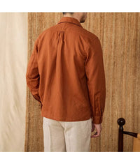 Lightweight men's shirt made of linen with Cuban collar and long sleeves – Mateo-Braun-S-State of Style