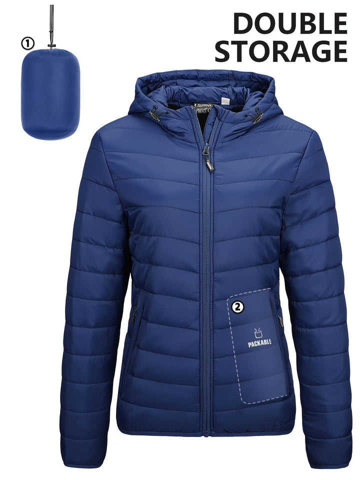 Lightweight Packable Women's Windbreaker with Hood - Aria-Blue-XS-State of Style