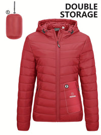 Lightweight Packable Women's Windbreaker with Hood - Aria-Red-XS-State of Style