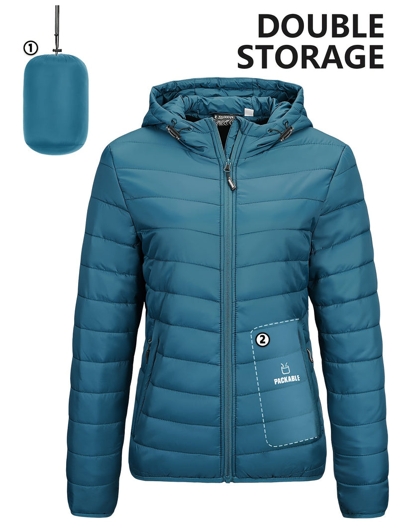 Lightweight Packable Women's Windbreaker with Hood - Aria-Sky Blue-XS-State of Style