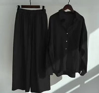 Lightweight two-piece summer set made of linen – Geneve-Black-S-State of Style