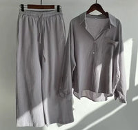 Lightweight two-piece summer set made of linen – Geneve-Gray-S-State of Style