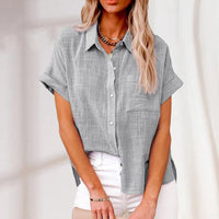 Lightweight Women's Blouse with Short Sleeves – Nadia-Gray-S-State of Style
