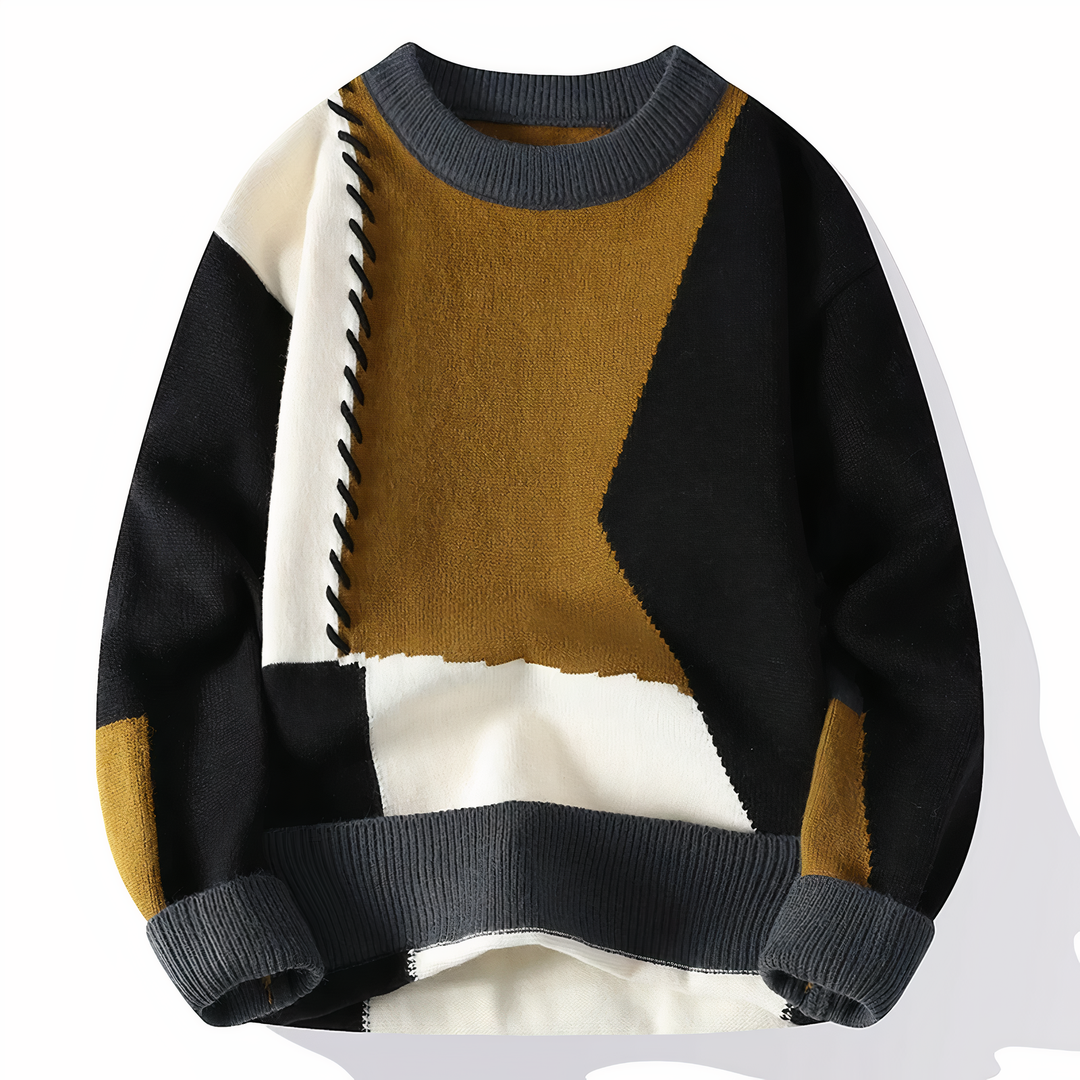 Limited Edition Patchwork Men's Jumper - Jasper-Black/Yellow-XS-State of Style