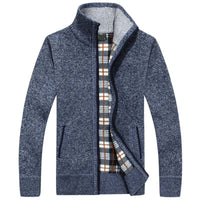Lined Knitted Zip-Up Jacket for Men - Victor-Blue-M-State of Style
