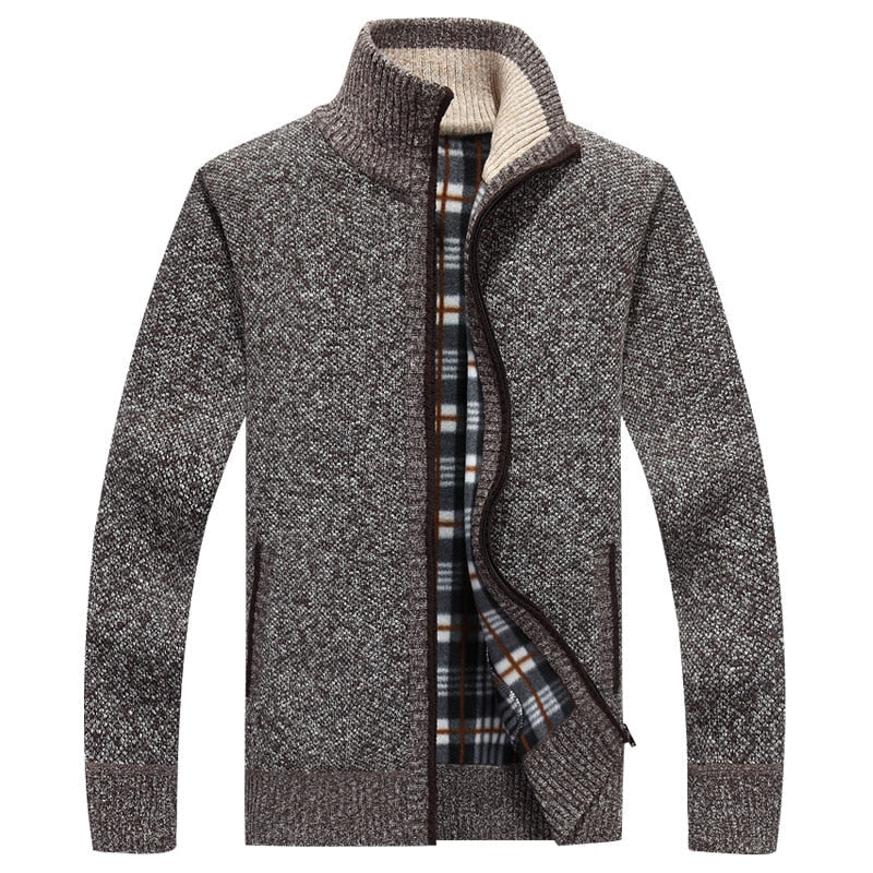 Lined Knitted Zip-Up Jacket for Men - Victor-Brown-M-State of Style