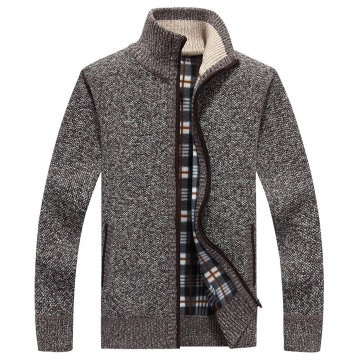 Lined Knitted Zip-Up Jacket for Men - Victor-Brown-M-State of Style