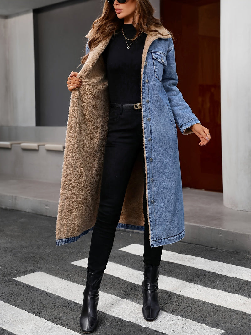 Lined Washed Blue Denim Jacket - Sofia-S-State of Style