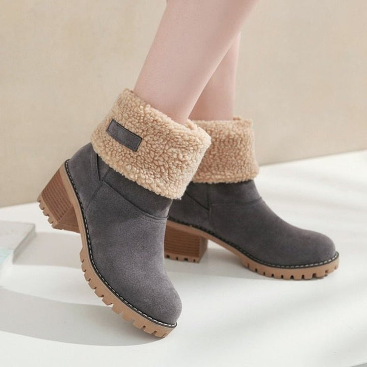 Lined Winter Boots with Heel - Sophia Winterboots-Grey-5-State of Style