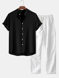 Linen Shirt and Trouser Set - Antonio-Black-S-State of Style