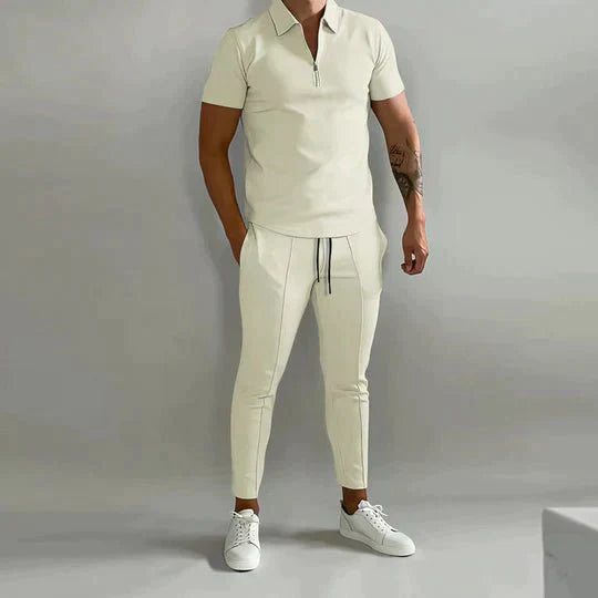 Linen shirt and trousers in men's set – Adrian-Beige-S-State of Style