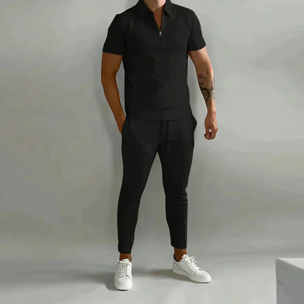 Linen shirt and trousers in men's set – Adrian-Black-S-State of Style