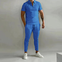 Linen shirt and trousers in men's set – Adrian-Blue-S-State of Style