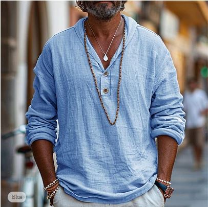 Linen shirt for men – Luca-Blue-S-State of Style