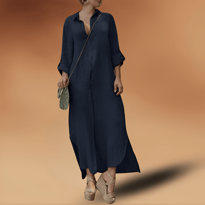 Linen Summer Dress - Maya-Dark Blue-XS-State of Style