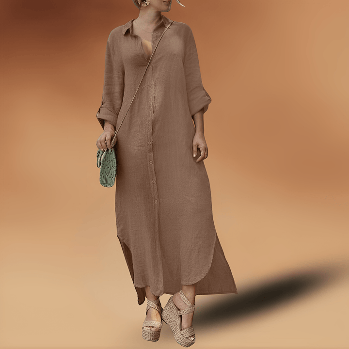 Linen Summer Dress - Maya-Khaki-XS-State of Style