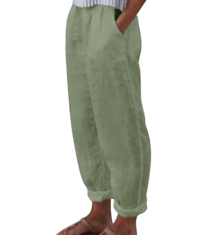 Linen Trousers for Women - Livia-Green-S-State of Style