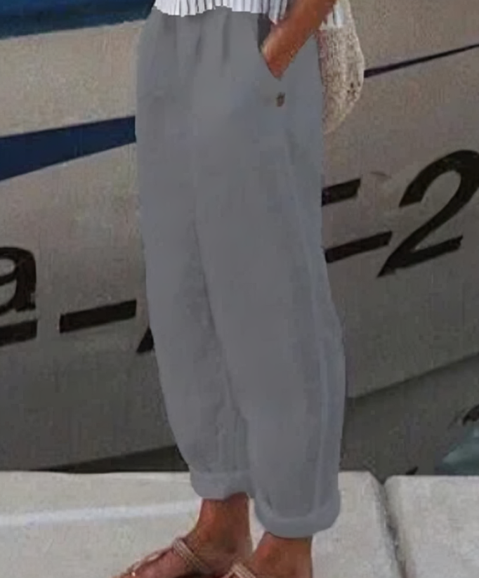 Linen Trousers for Women - Livia-Grey-S-State of Style