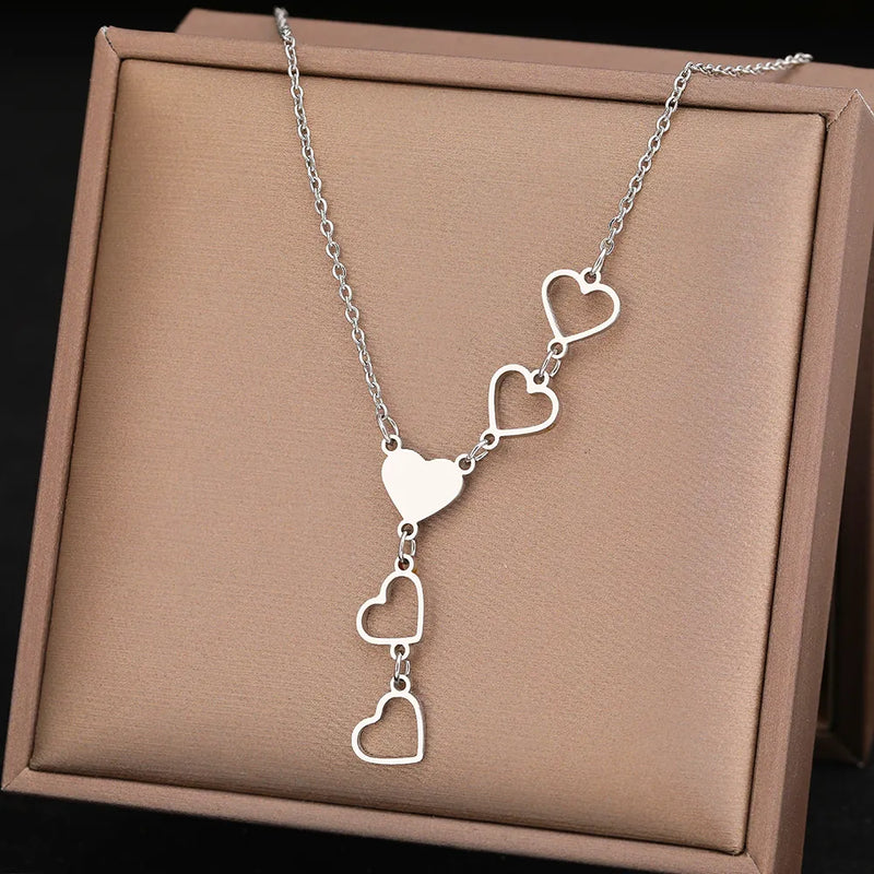 Linked Heart Gold Necklace | Elegant and Timeless Jewellery-SILVER-State of Style