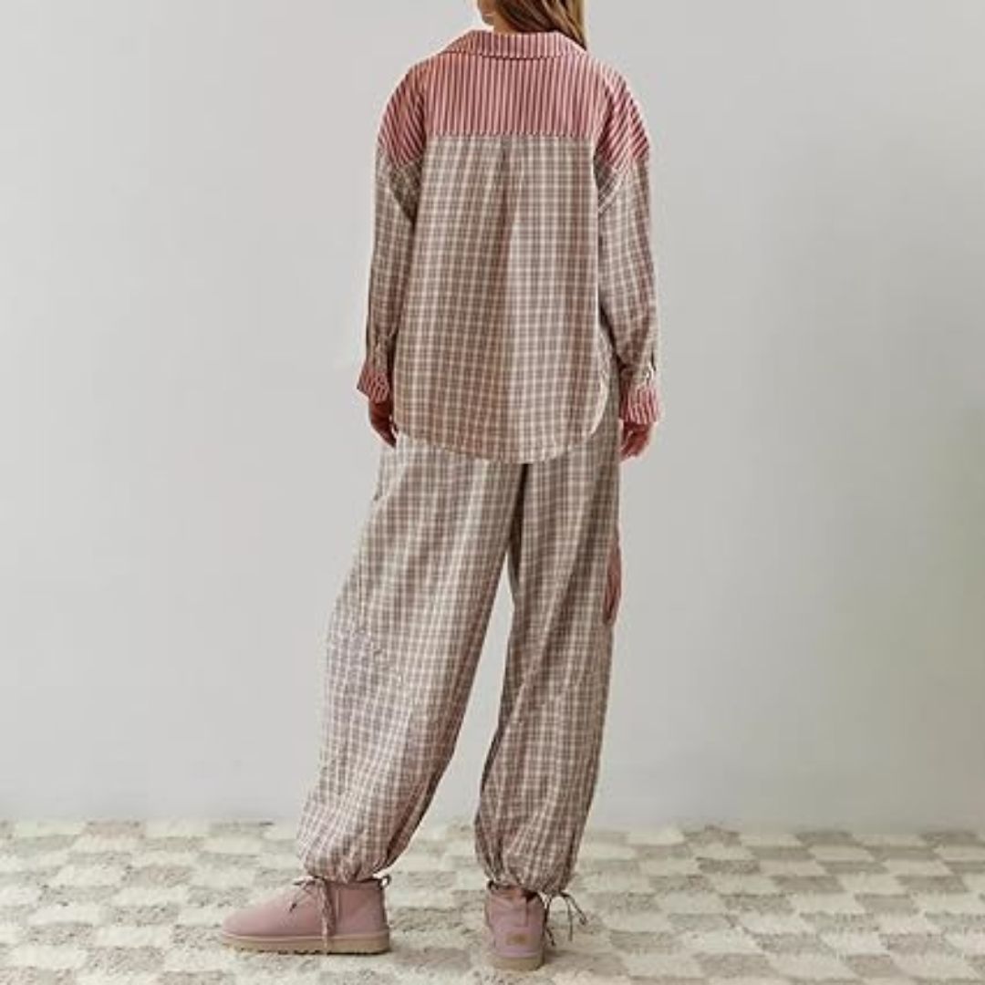 Liza Checkered Pyjama – Soft & Stylish Sleepwear for All Seasons-Blue-S-State of Style