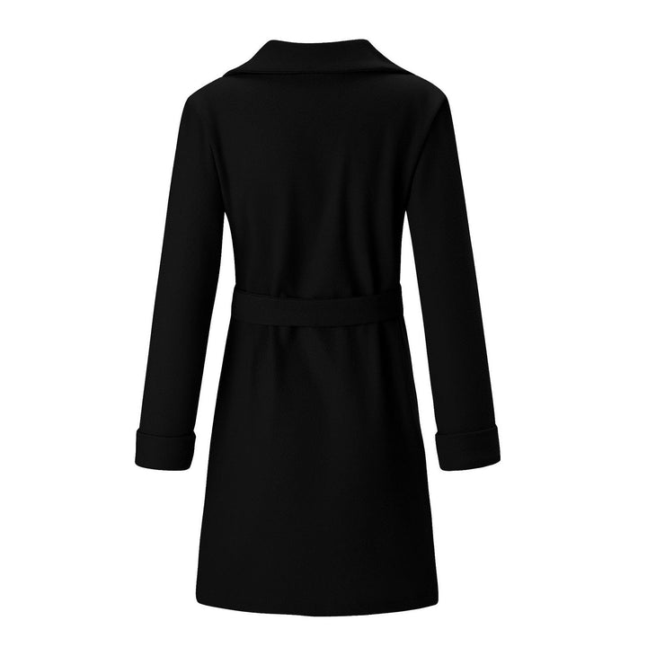 Long Double-Breasted Wool-Look Coat for Women - Elise-Black-S-State of Style