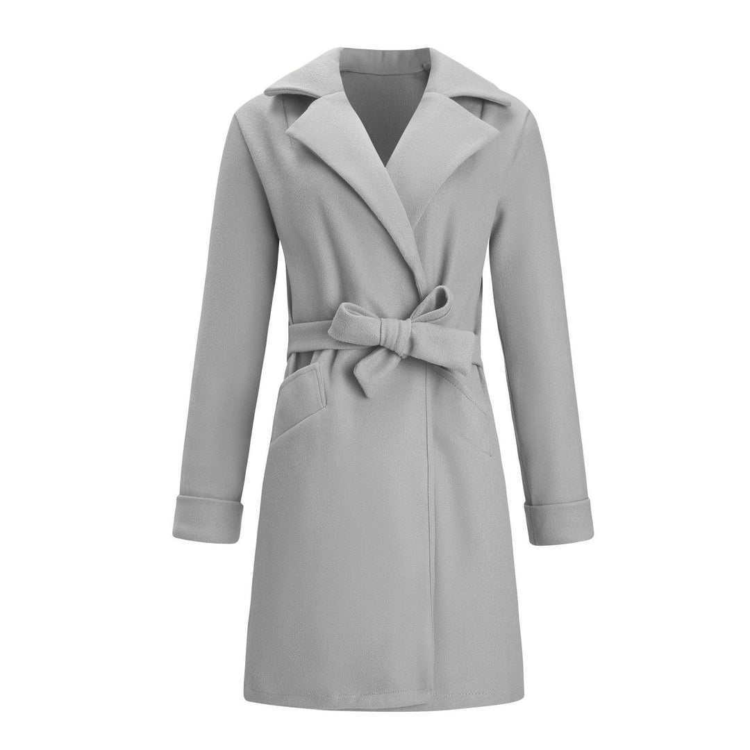 Long Double-Breasted Wool-Look Coat for Women - Elise-Black-S-State of Style