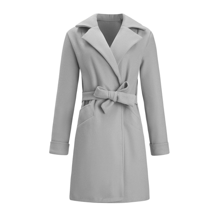 Long Double-Breasted Wool-Look Coat for Women - Elise-Black-S-State of Style