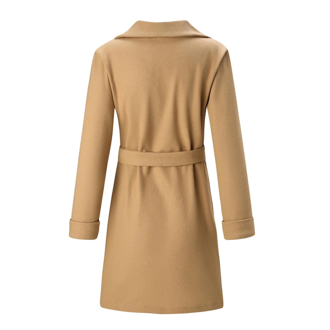 Long Double-Breasted Wool-Look Coat for Women - Elise-Black-S-State of Style