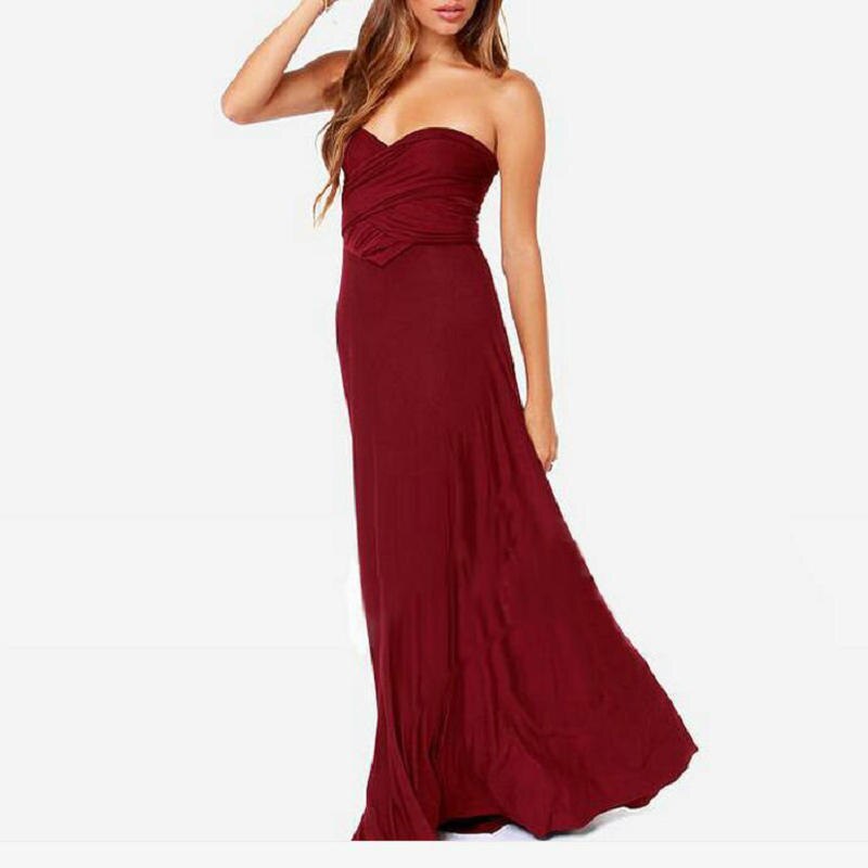 Long Dress with Multiple Styles for Different Looks - Eva-Burgundy-S-State of Style