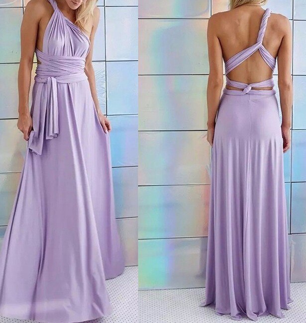 Long Dress with Multiple Styles for Different Looks - Eva-Purple-S-State of Style