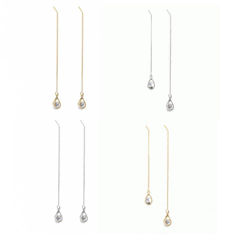 Long Drop Rhinestone Earrings - Isalyn-Gold (equal length)-State of Style