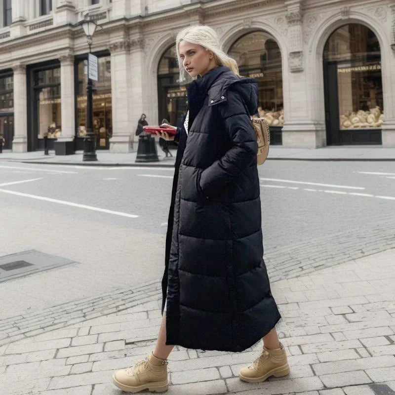 Long Ladies Winter Coat - Isabella-Black-S-State of Style