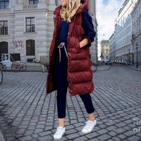 Long Padded Gilet with Hood and Pockets - Taylor-Bordeaux-S-State of Style