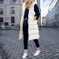 Long Padded Gilet with Hood and Pockets - Taylor-Broken White-S-State of Style